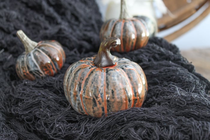 marbled resin on a pumpkin