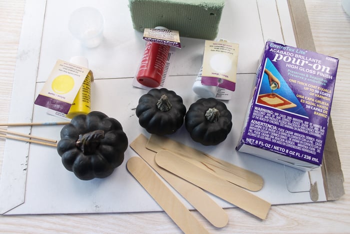 Supplies needed for marbling pumpkins