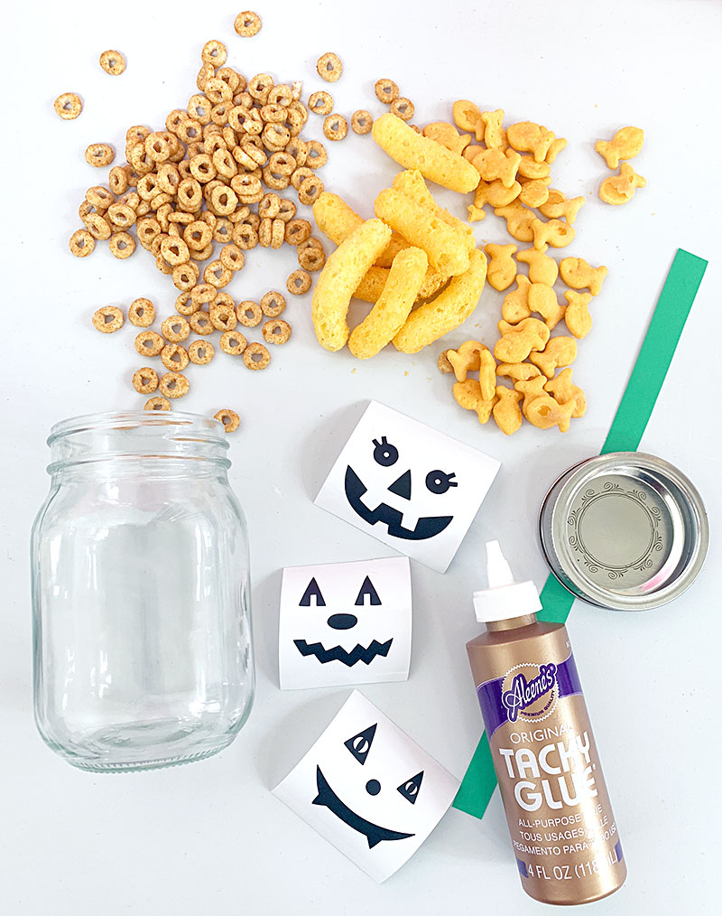 supplies need to make a DIY Halloween Snack Jar Craft