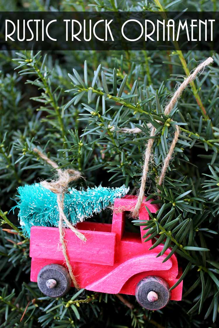 Make this red truck with Christmas tree ornament for your Christmas decor! A great addition to any farmhouse style tree! #christmas #christmasornaments #farmhousestyle