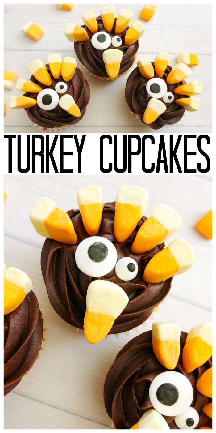 Make these turkey cupcakes for your Thanksgiving dinner! Kids and adults alike will love these easy to make desserts! #thanksgiving #cupcakes #turkey