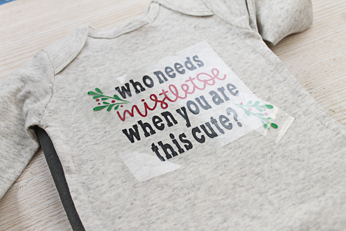 christmas onesie with heat transfer vinyl