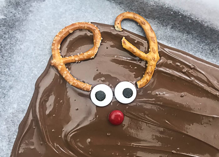reindeer face in melted chocolate