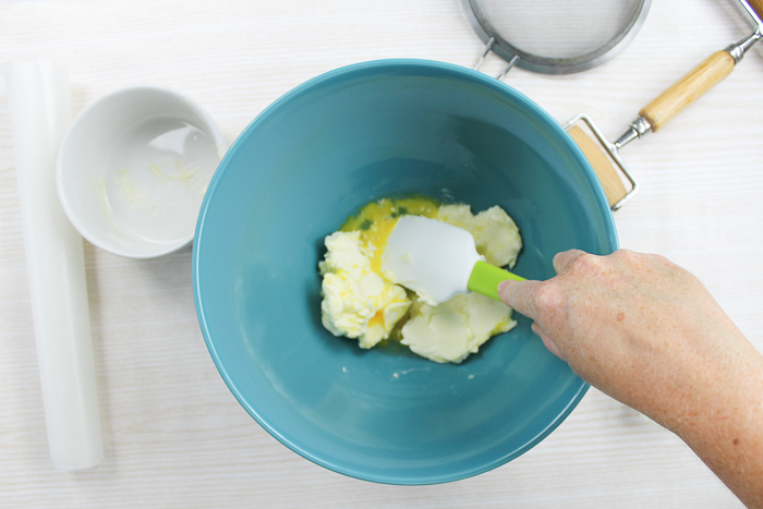 mixing gingerbread cookies