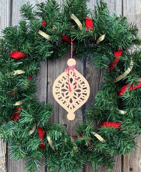 wreath wood cutout ornament