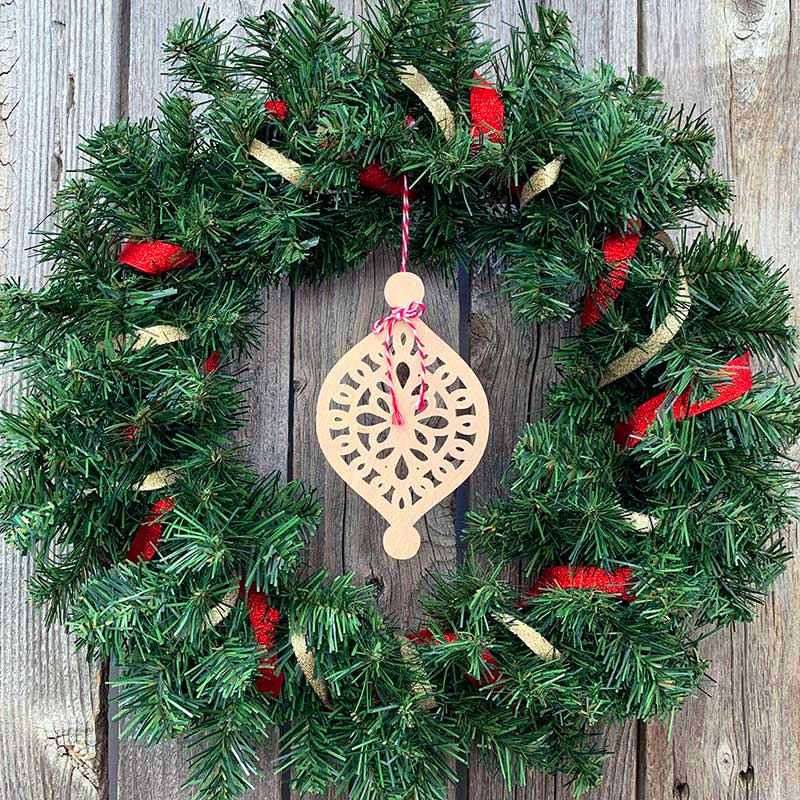 wreath wood cutout ornament