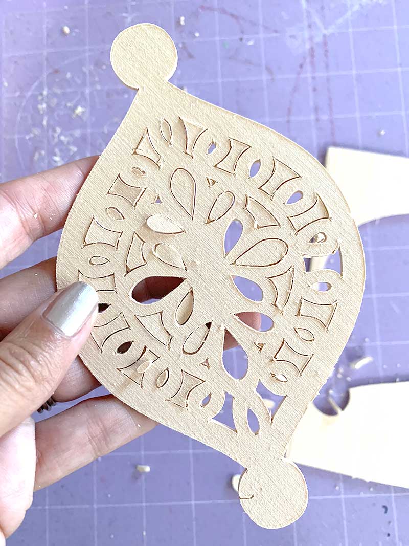 wood ornament cut on a cricut machine