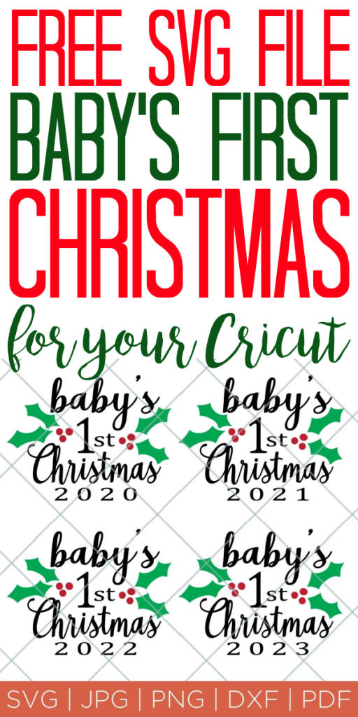 Get this baby's first Christmas SVG file for your little one! Perfect for onesies and ornaments to make baby's first holiday amazing! #baby #christmas #svgfile #freesvg #cricut #cricutmade