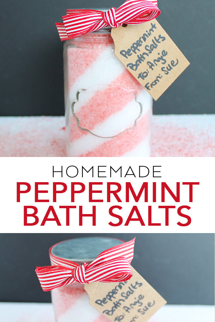 bath salts homemade gift idea with peppermint