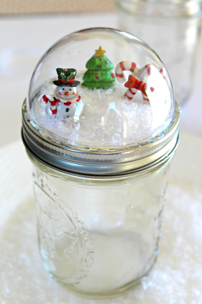 cute diy mason jar snow globe topper