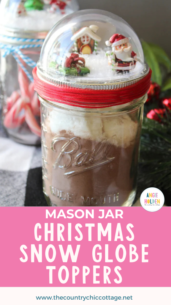 mason jar Christmas snow globe toppers