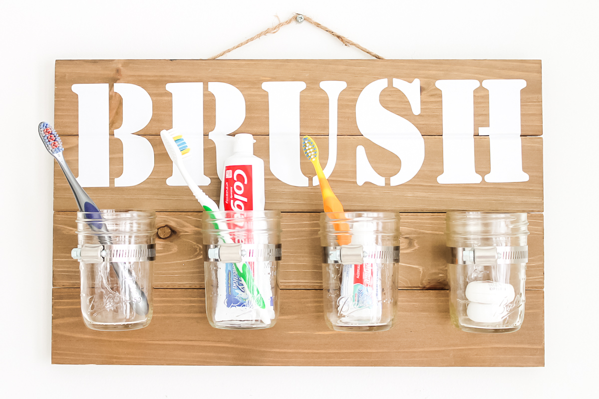 mason jar bathroom organizer