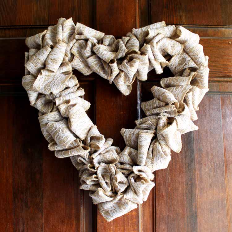 Heart Wreath Made with Burlap Ribbon - Angie Holden The Country Chic Cottage