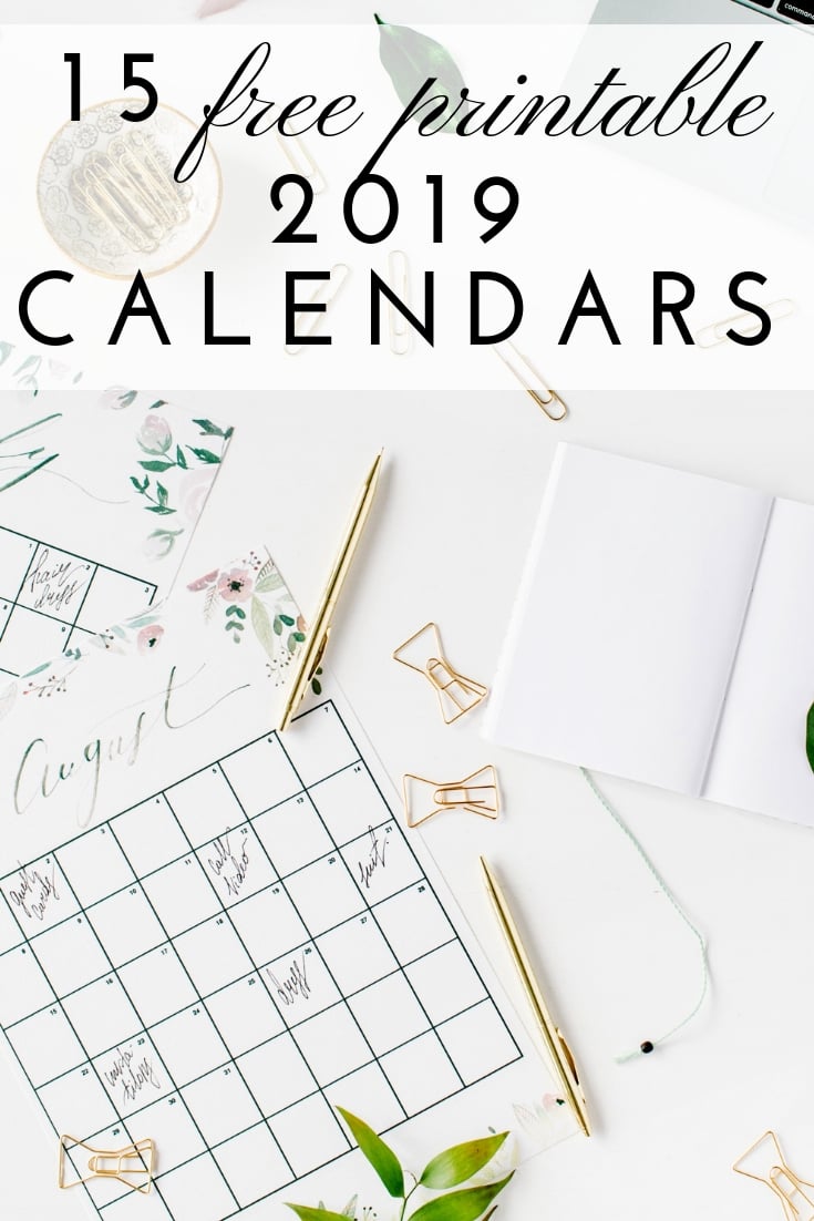 Need a printable calendar 2019? Download these for free and print at home! #calendar #printable #2019