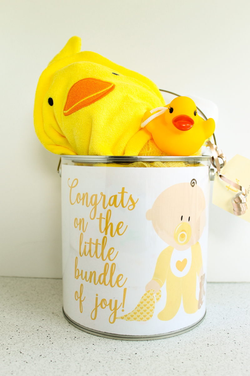 unisex baby gift in a paint can