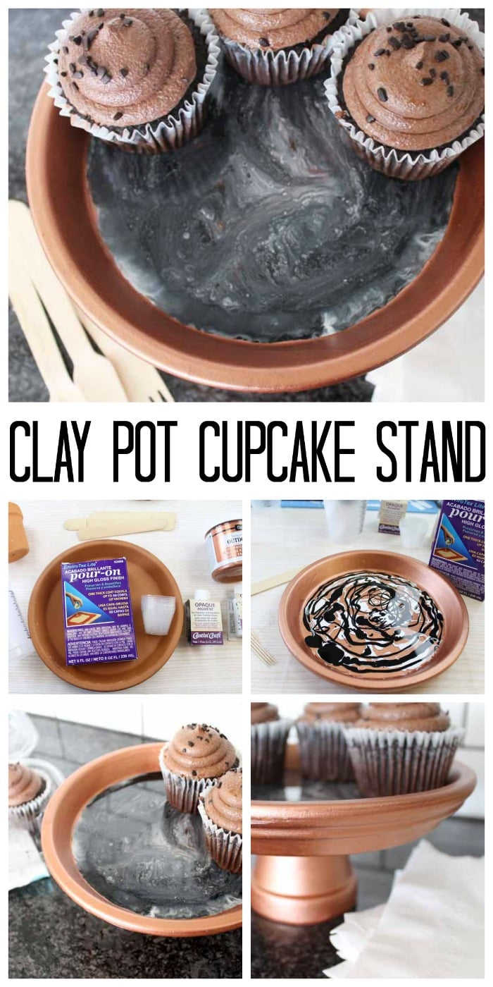 clay pot cupcake stand