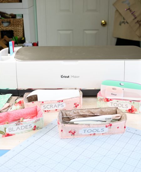 Cricut Machine with fabric storage bins