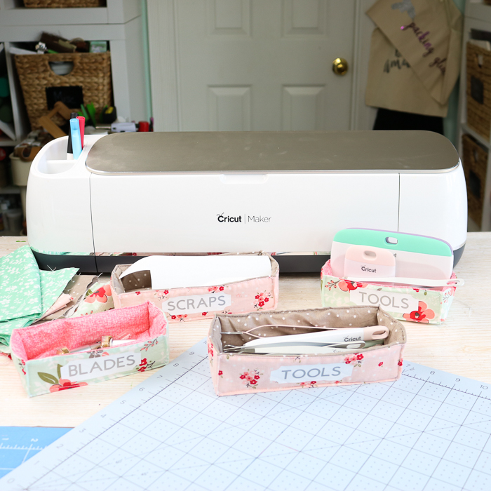 Cricut Machine with fabric storage bins