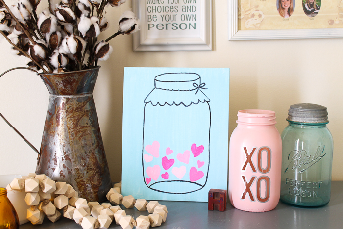 painting of mason jar on a table