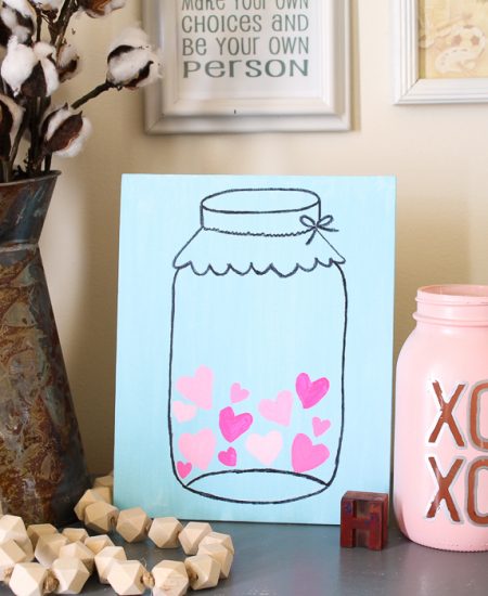 mason jar filled with hearts