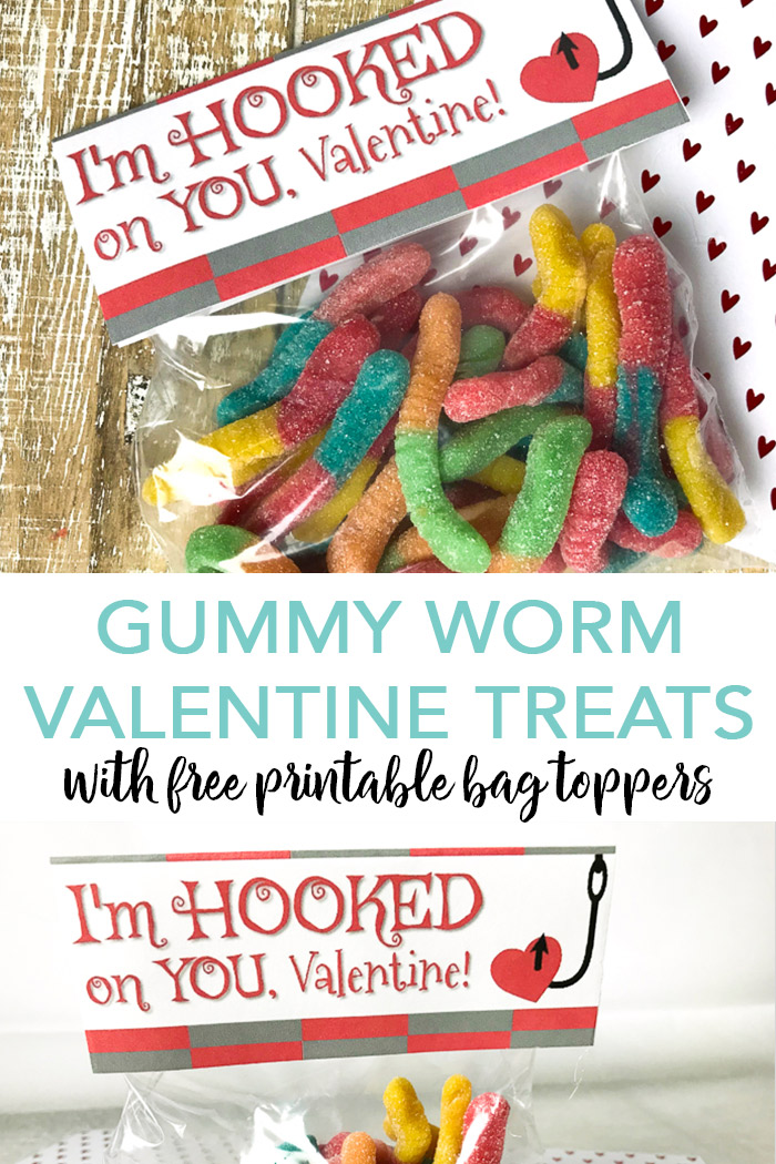 Valentine's Day Candy Bags free printable bag toppers gummy worm treats