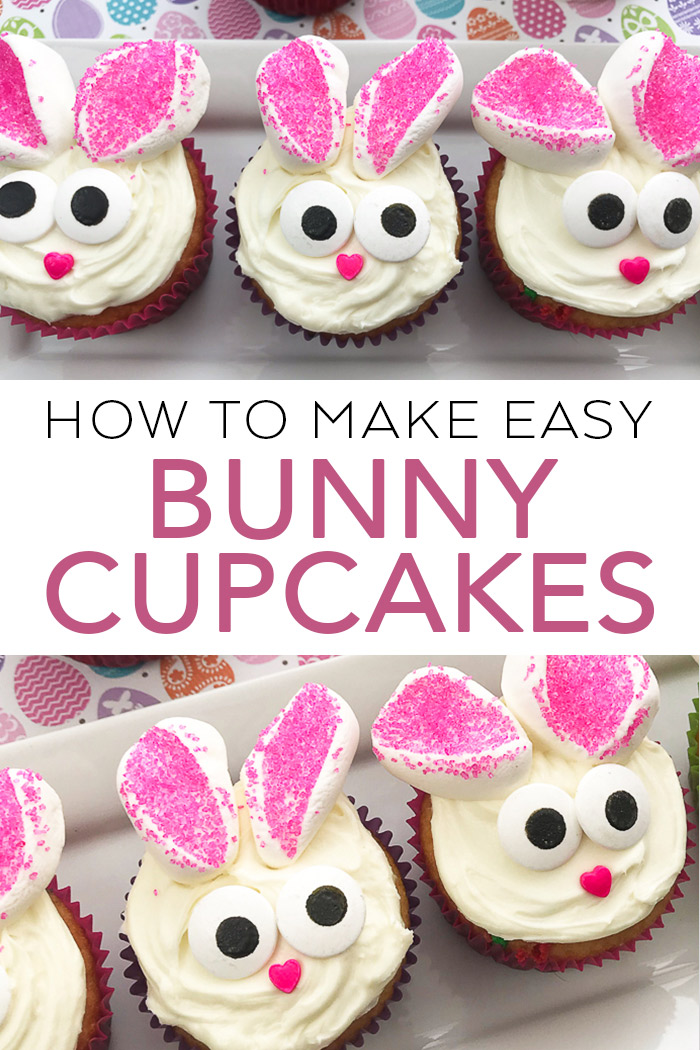 Make these easy bunny cupcakes in minutes for your Easter celebration! #easter #bunny #cupcakes