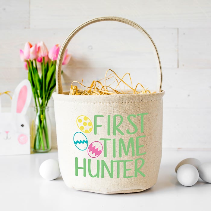 closeup of finished "first time hunter" Easter basket project