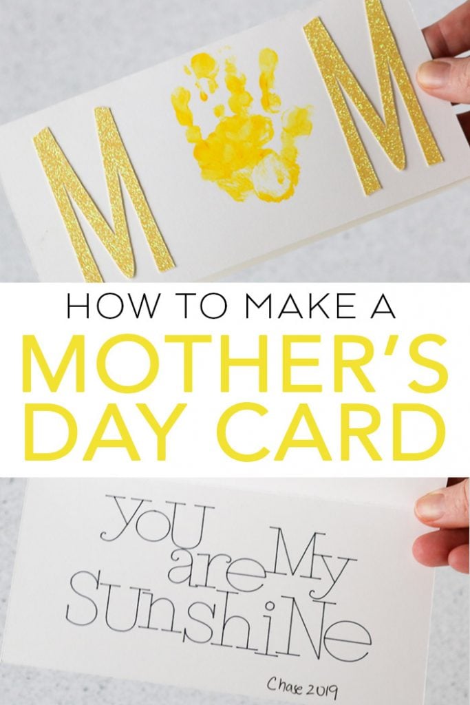 Learn how to make a Mother's Day card with your Cricut machine and your toddler or preschooler! This great handprint card is perfect for mom this year! #cricut #cricutmade #mothersday