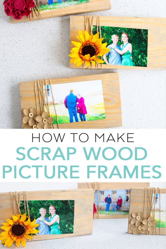 Learn how to make picture frames from scrap wood! A gorgeous rustic, farmhouse project that anyone can make! #rustic #farmhouse #pictureframe #burlap