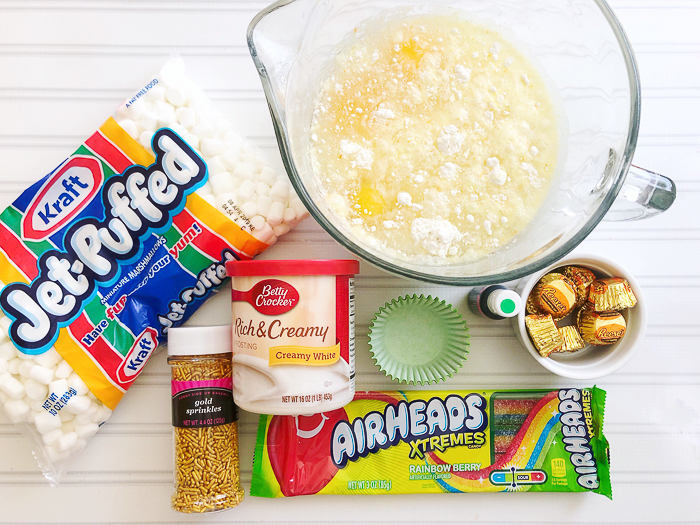 Ingredients to make St. Patrick's Day cupcakes.