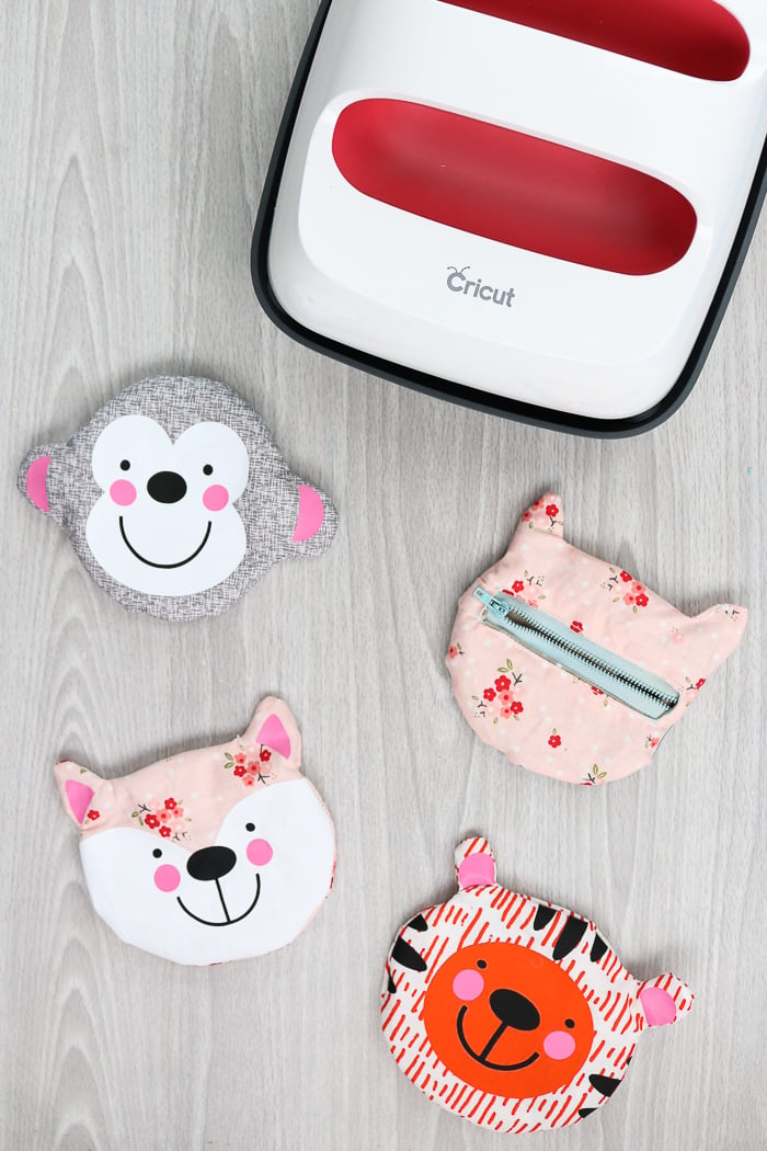 Using the Cricut EasyPress and Cricut Maker to make a small zipper pouch in an animal shape.