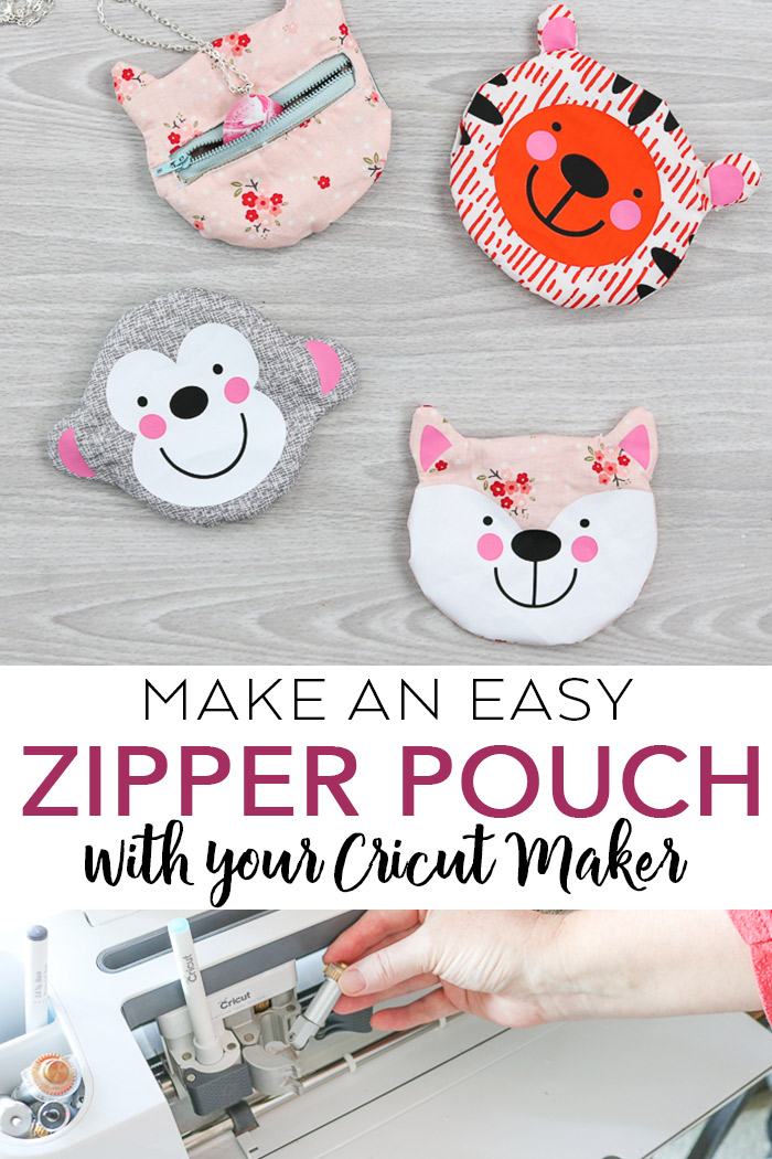 Make a small zipper pouch shaped like an animal with your Cricut Maker! Cut files included as well as a video to show you how to make them! #cricut #cricutmade #cricutmaker 