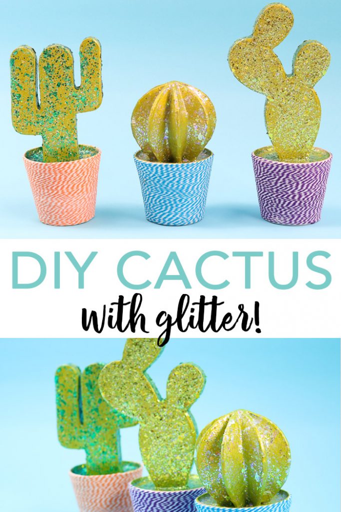 Make a DIY cactus with glitter in minutes with this easy to follow tutorial! A cute cactus has never been easier to make yourself! #cactus #diy #glitter #modpodge #plaidcrafts