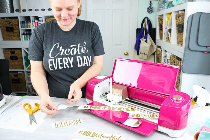 Cricut Wildrose Explore Air 2 bundle with pre-cut vinyl hashtags