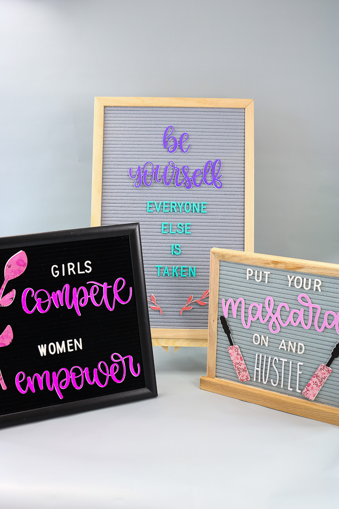 Variety of letter board quotes that can be made with the Cricut machine