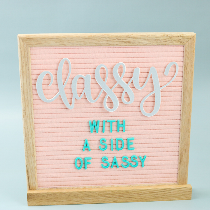 Pink letter board with quote and DIY letter board accessories