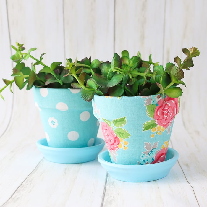 How to make fabric plant pots with Mod Podge Ultra.