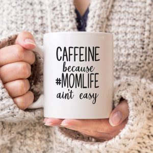 Momlife free SVG on a coffee mug for Mother's Day.