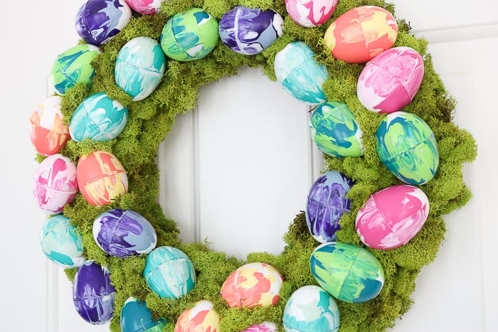 Easter Egg Wreath with Marbled Eggs