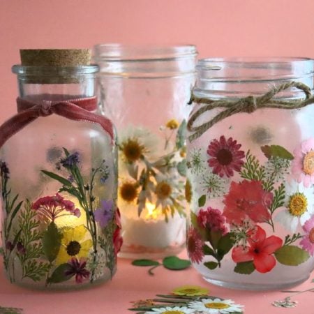 Pressed flower Jar by A Girl And A Glue Gun