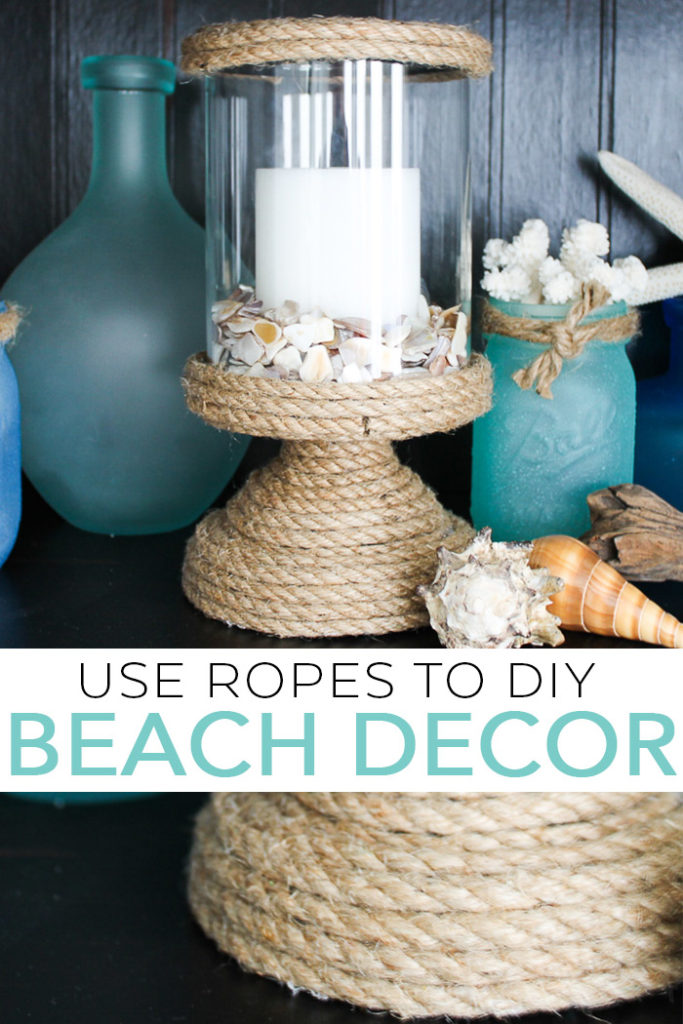 Make your own DIY beach decor in minutes by using hot glue and rope! A quick and easy way to add nautical decor to your home! #beach #decor #rope