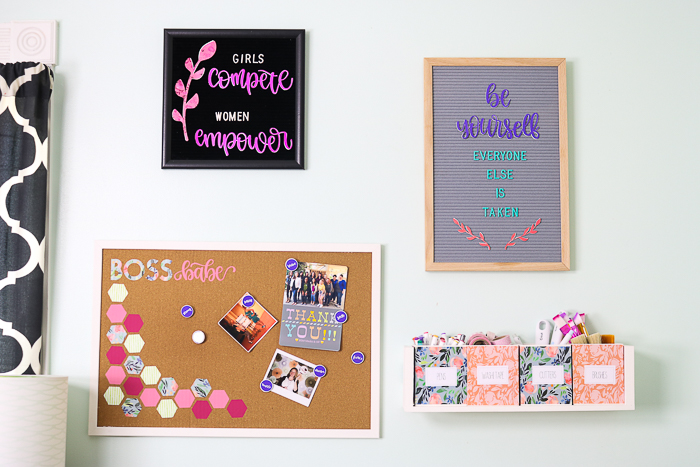 decorating a momboss office with your Cricut machine