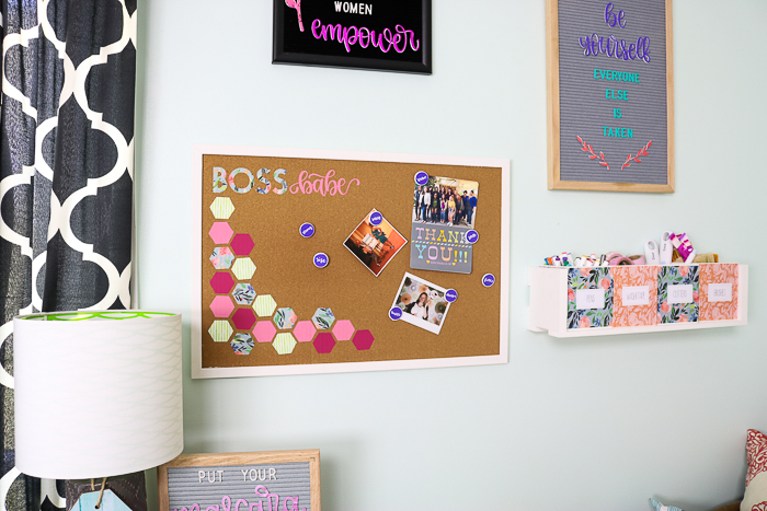 Adding decorations to a cork board with heat transfer vinyl and a Cricut Explore Air 2.