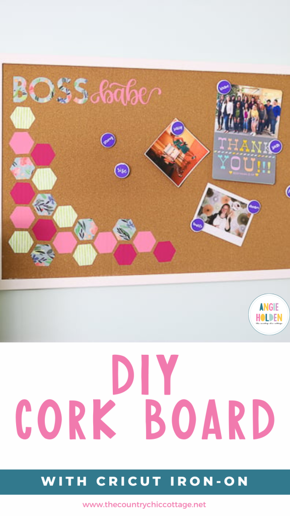 DIY cork board with Cricut iron-on