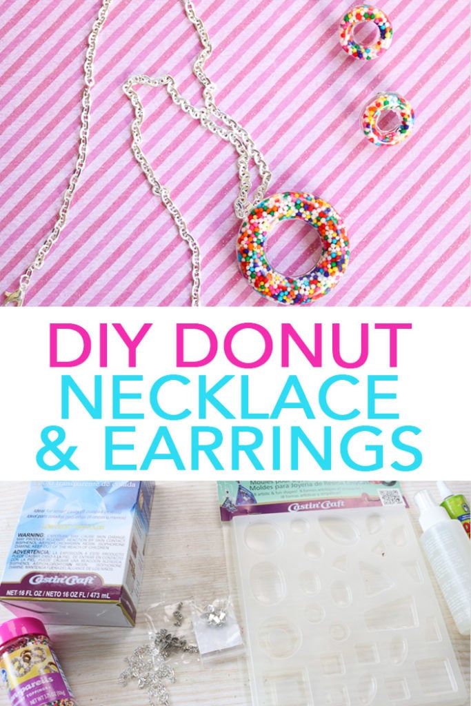 Make this donut necklace and earrings in minutes with resin! A quick and easy project that teens and tweens will love! #jewelry #donut #handmade