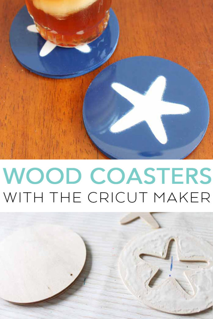 DIY wood coasters that you can make with the Cricut Maker and the knife blade! #cricut #cricutmade #coasters #starfish #coastal