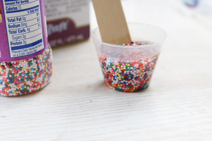 Sprinkles in resin ready to pour into a mold.