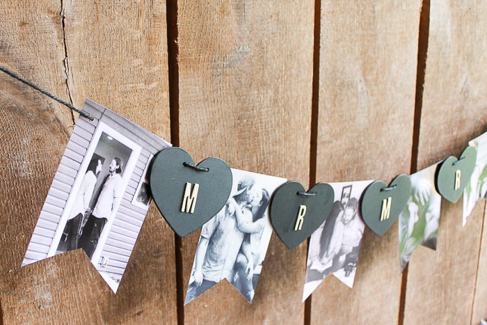 banner with black and white photos for a wedding