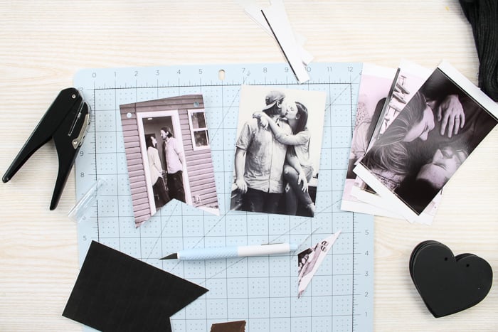 Cutting photos into a banner shape with a printable template