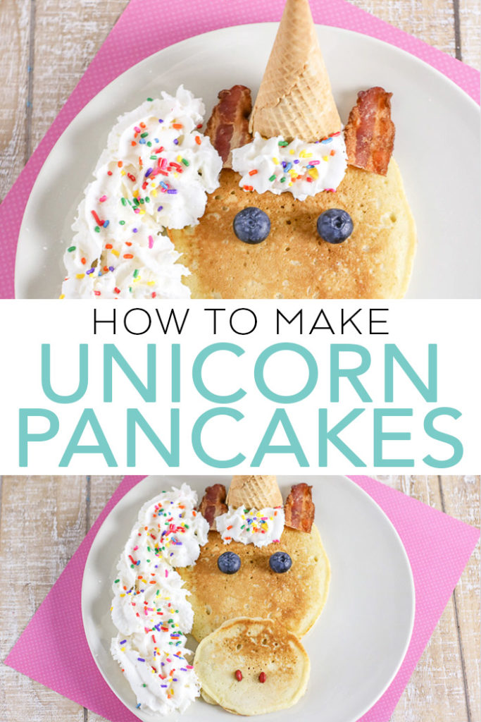 Learn how to make unicorn pancakes with this simple tutorial! A fun idea for the kids any morning of the week! #unicorn #breakfast #recipe